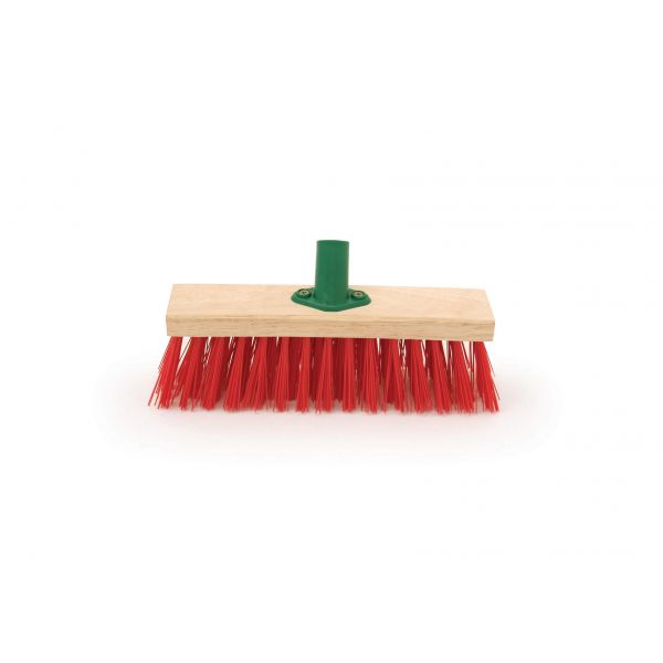 11 Inch Broom, Stiff Red PVC Bristle.