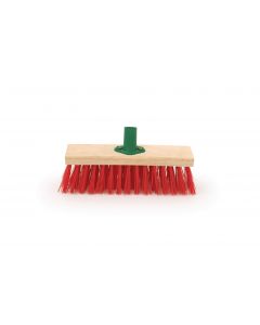 11 Inch Broom, Stiff Red PVC Bristle.