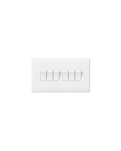 BG Nexus White Round Edge - 6 gang, 2 way switch.