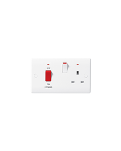 BG Nexus White Round Edge 45A Cooker Unit with 13A Socket and Neon.