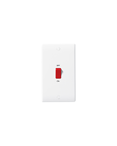 BG Nexus White Round Edge 45A 2 Gang Plate, Double Pole Switch.