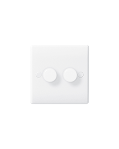 BG Nexus White Round Edge Dimmer Switch - 2 gang, 2 way push 400W