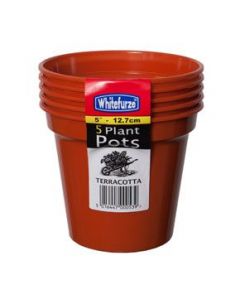 Whitefurze 12.7cm (5 inch) Heavy Duty Terracotta plant pots - Pack of 5.