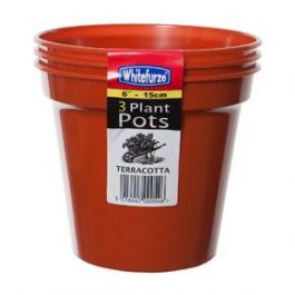Whitefurze Set Di 3 Vasi Finti Terracotta In Plastica - 15 Cm - Leggeri E Resistenti Per Piante - 3